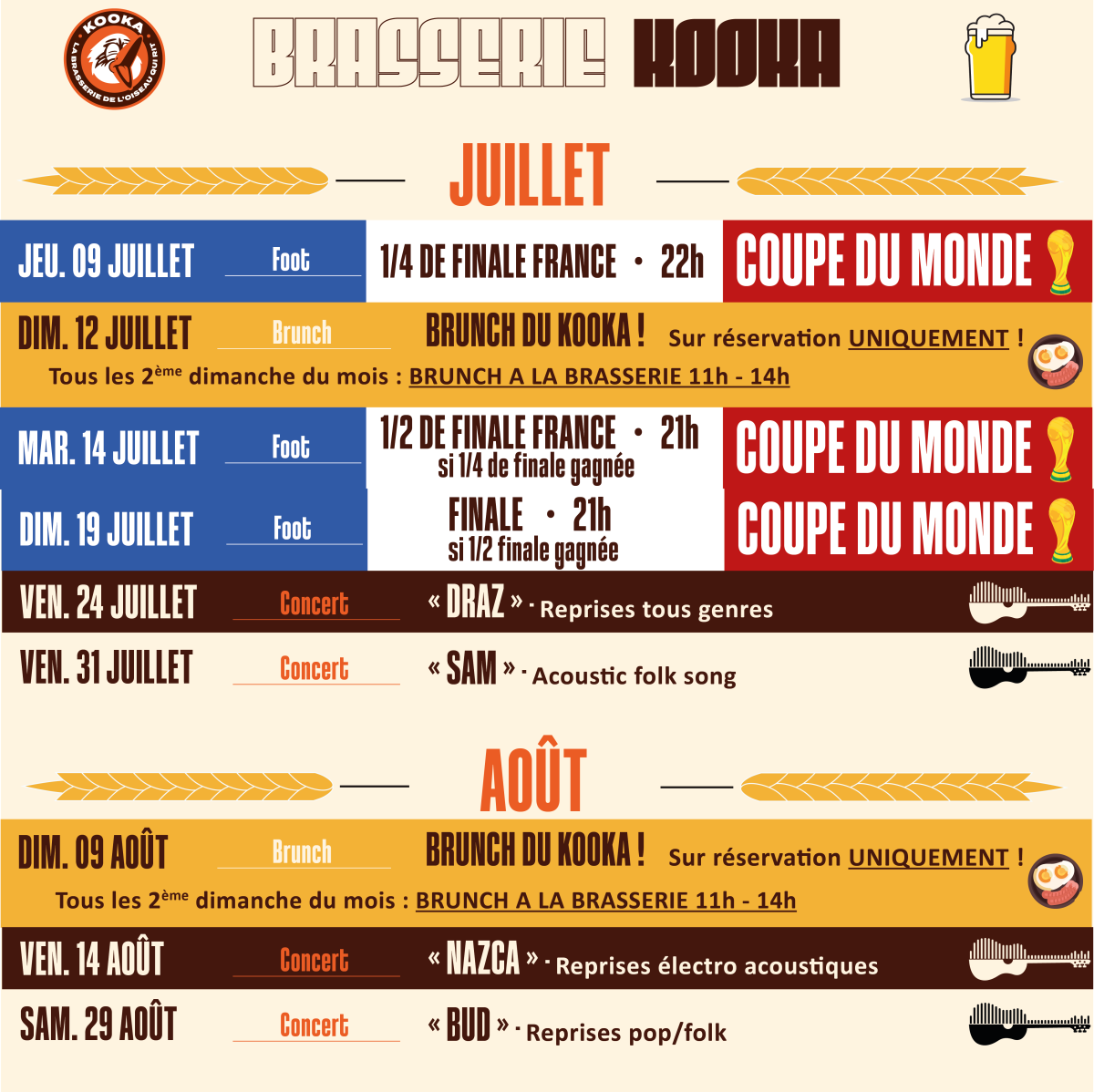 Planning Juillet Aout