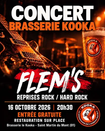 FLEM’S en concert à la Brasserie Kooka : une soirée rock & hard rock dans l’Ain ! 🤘🔥, Bourg-en-Bresse, Brasserie Kooka