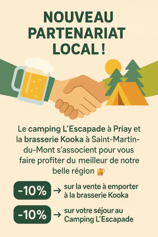 Partenariat - Camping L'escapade Priay, Bourg-en-Bresse, Brasserie Kooka