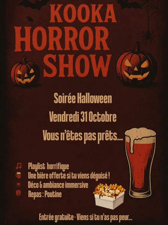 🎃 KOOKA HORROR SHOW 👻🕸️ Soirée Halloween – Vendredi 31 octobre 🦇, Bourg-en-Bresse, Brasserie Kooka